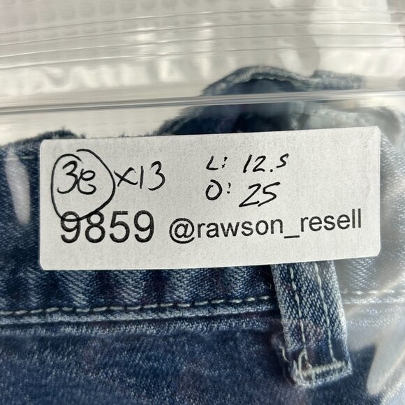 Calvin Klein Carpenter Blue Jean Shorts Size 38 90s Vintage Hip Hop Skater Y2K‎ - Picture 8 of 8